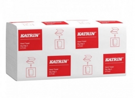 Skládaný papírový ručník ZZ Katrin Classic Handy Pack V-Fold 35298 - dvouvrstvý, 22,4x23 cm, bělený recykl, 4000 ks