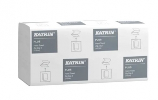Skládaný papírový ručník ZZ Katrin Plus V-Fold 769191 - dvouvrstvý, 20,7x23 cm, 100% celulóza, 3104 ks