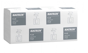 Skládaný papírový ručník ZZ Katrin Plus Classic Handy Pack V-Fold 83114 - jednovrstvý, 20,7x23 cm, 100% celulóza, 6000 ks