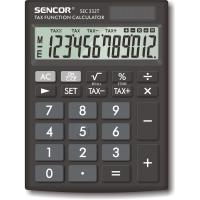 Stolní kalkulačka Sencor SEC 332T - 1 řádek, 12 znaků, černá