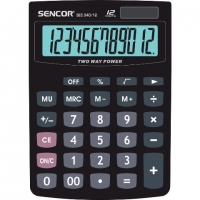 Stolní kalkulačka Sencor SEC 340/12 Dual - 1 řádek, 12 znaků, černá