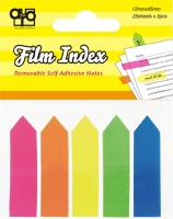 Samolepící záložky Auro Film Index - 12x45 mm, plastové, šipky, 5x25 listů, neon, mix barev