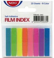 Samolepící záložky Noki - 8x45 mm, plastové, 8x20 listů, neon, 8 barev