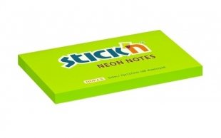 Samolepící bloček Stick n Hopax Neon Notes - 76x127 mm, 100 listů, neon, zelený