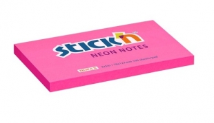 Samolepící bloček Stick n Hopax Neon Notes - 76x127 mm, 100 listů, neon, růžový