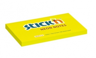Samolepící bloček Stick n Hopax Neon Notes - 76x127 mm, 100 listů, neon, žlutý