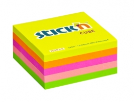 Samolepící bloček kostka Stick n Hopax Regular Cube - 76x76 mm, 400 listů, neon, mix barev