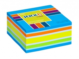 Samolepící bloček kostka Stick n Hopax Regular Cube - 76x76 mm, 400 listů, neon, mix modrá