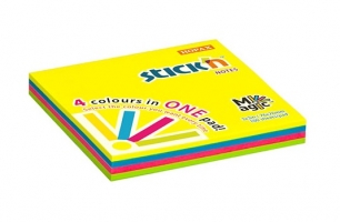 Samolepící bloček Stick n Hopax Magic Notes - 76x76 mm, 100 listů, neon, mix barev