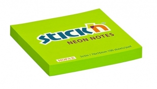 Samolepící bloček Stick n Hopax Neon Notes - 76x76 mm, 100 listů, neon, zelený