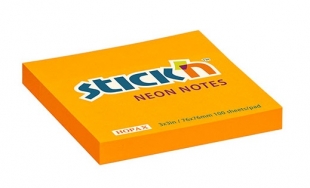 Samolepící bloček Stick n Hopax Neon Notes - 76x76 mm, 100 listů, neon, oranžový