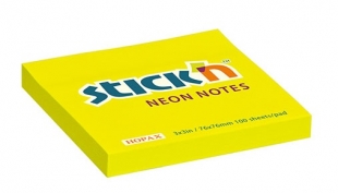 Samolepící bloček Stick n Hopax Neon Notes - 76x76 mm, 100 listů, neon, žlutý