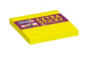 Samolepící bloček Stick n Hopax Extra Sticky - 76x76 mm, 90 listů, neon, žlutý