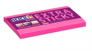 Samolepící bloček Stick n Hopax Extra Sticky - 76x127 mm, 90 listů, neon, růžový