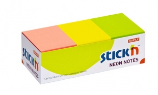 Samolepící bloček Stick n Hopax Neon Notes - 38x51 mm, 100 listů, neon, 3 barvy, balení 12 ks