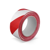 Výstražná lepící páska - s tkaninou, solvent, 50x33 m, červeno-bílá