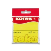 Samolepící bloček Kores - 75x75 mm, 100 listů, neon, žlutý