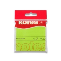 Samolepící bloček Kores - 75x75 mm, 100 listů, neon, zelený
