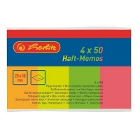 Samolepicí záložky Herlitz Half-Memos - 20x50 mm, papírové, 4x50 listů, neon, 4 barvy