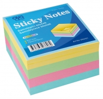 Samolepící kostka Sticky Notes - 75x75 mm, 400 listů, pastel, mix barev