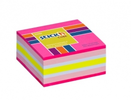 Samolepící bloček mini kostka Stick n Hopax Regular Cube - 51x51 mm, 250 listů, neon, mix růžová