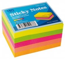 Samolepící bloček mini kostka Sticky Notes - 40x50 mm, 300 listů, neon, mix barev