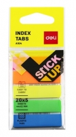 Samolepící záložky Deli Stick Up mini set EA10402 - 12x44 mm, plastové, 5x20 listů, neon, 5 barev