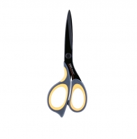 Kancelářské nůžky Deli Expert Nerez E6027 - 17,5 cm, gumová rukojeť, šedo-žluté - DOPRODEJ
