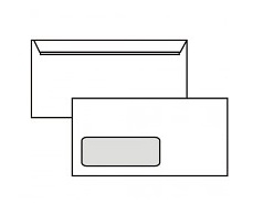 Poštovní obálka DL - s okénkem vlevo, krycí páska, vnitřní tisk, 110x220 mm, bílá, 1000 ks