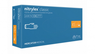 Vyšetřovací rukavice XS Mercator nitrylex classic - nitril, bez pudru, modré, 100 ks
