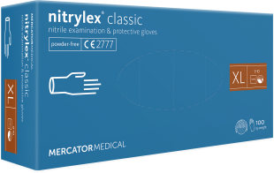Vyšetřovací rukavice XL Mercator nitrylex classic - nitril, bez pudru, modré, 100 ks