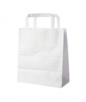 Papírová taška s plochým uchem - 18+8x22 cm, bílá, 1 ks