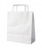 Papírová taška s plochým uchem - 22+10x28 cm, bílá, 1 ks