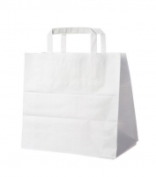 Papírová taška s plochým uchem - 26x17x25 cm, bílá, 1 ks