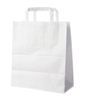 Papírová taška s plochým uchem - 26+14x32 cm, bílá, 1 ks