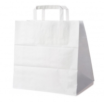 Papírová taška s plochým uchem - 32x21x33 cm, bílá, 1 ks