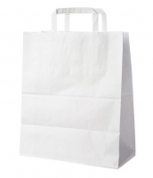 Papírová taška s plochým uchem - 32x16x39 cm, bílá, 1 ks