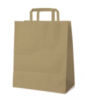 Papírová taška s plochým uchem - 32x16x39 cm, hnědá, 1 ks