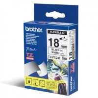 Brother originální páska do tiskárny štítků, Brother, TZEFX241, černý tisk/bílý podklad, laminovaná, 8m, 18mm, flexibilní