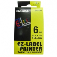 Casio originální páska do tiskárny štítků, Casio, XR-6YW1, černý tisk/žlutý podklad, nelaminovaná, 8m, 6mm