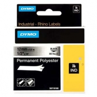 Dymo originální páska do tiskárny štítků, Dymo, 18486, černý tisk/metalický podklad, 5.5m, 12mm, RHINO permanentní polyesterová D1