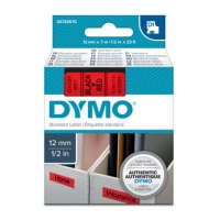 Dymo originální páska do tiskárny štítků, Dymo, 45017, S0720570, černý tisk/červený podklad, 7m, 12mm, D1