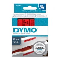Dymo originální páska do tiskárny štítků, Dymo, 45807, S0720870, černý tisk/červený podklad, 7m, 19mm, D1