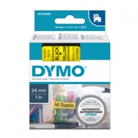 Dymo originální páska do tiskárny štítků, Dymo, 53718, S0720980, černý tisk/žlutý podklad, 7m, 24mm, D1