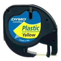 Dymo originální páska do tiskárny štítků, Dymo, 59423, S0721570, černý tisk/žlutý podklad, 4m, 12mm, LetraTag plastová páska
