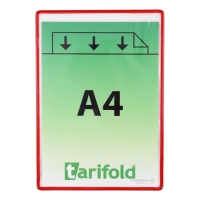 Samolepící rámeček s kapsou Tarifold - A4, na výšku, otevřený shora, nepermanentní, červený, 5 ks