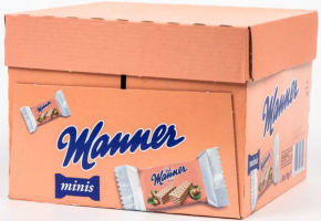 Oplatky Manner Napolitaner Minis - mléko a lískové oříšky, 60x15 g