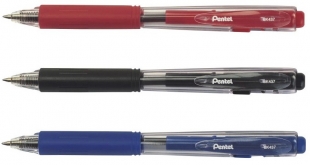 Kuličkové pero Pentel BK437 - 0,5 mm, plastové, červené