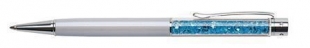 Luxusní kuličkové pero Art Crystella Swarovski – 0,7 mm, modrý krystal, krémově bílé