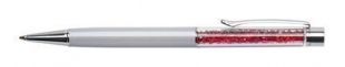 Luxusní kuličkové pero Art Crystella Swarovski – 0,7 mm, červený krystal, krémově bílé